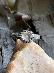 Herkimer Diamond Quartz Ring in Handcrafted Sterling Silver, 4 Ring Size Variations Available, Sizes 6.5, 7.5, 9, 11.5