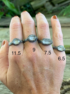 Herkimer Diamond Quartz Ring in Handcrafted Sterling Silver, 4 Ring Size Variations Available, Sizes 6.5, 7.5, 9, 11.5